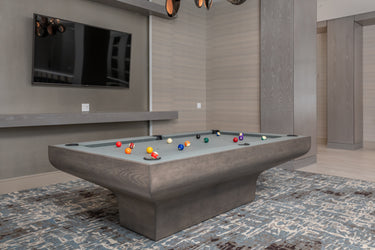 The Satine custom wood finish billiard table