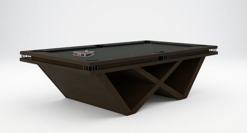Modern pool table with a geometric design on a white background