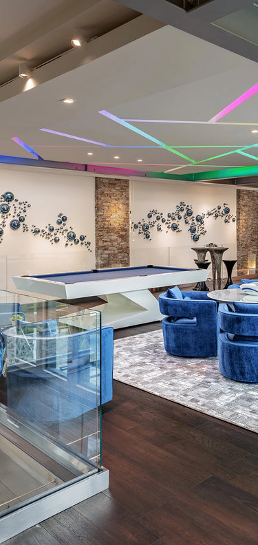 custom designed luxury designer billiard table and game room