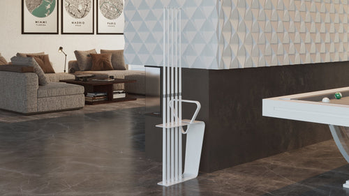Urack White Floor Cue Rack - Pooltableportfolio