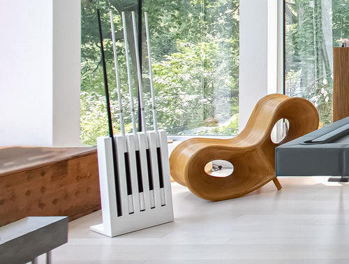 White Minimal Floor Cue Rack - Pooltableportfolio