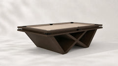 Modern Harvard pool table with a wood frame and beige felt