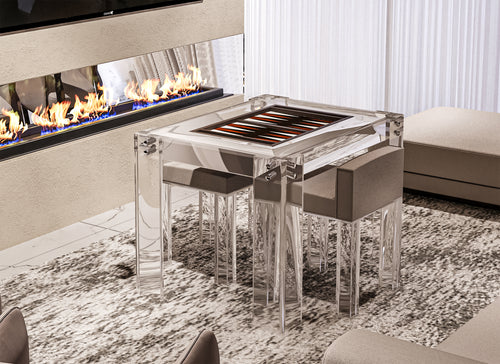 luxury glass backgammon table