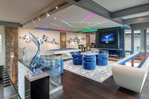 custom designed luxury designer billiard table and game room